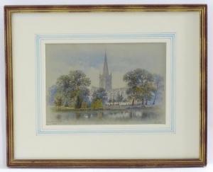 DOLBY Edwin Thomas 1824-1902,A view of the church from the river,1892,Claydon Auctioneers 2022-08-28