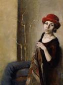 DOLCI Simona 1950,Red Hat a study,Gormleys Art Auctions GB 2014-03-04
