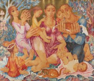 DOLEZELOVA Miloslava 1922-1993,Figures with children,Tiroche IL 2023-01-28