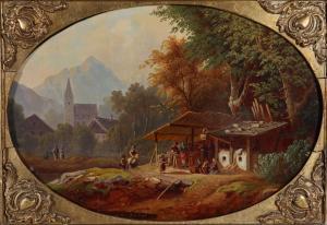 DOLL Anton 1826-1887,a) Bauerngehöft in Gebirgslandschaft mit Wassersch,Palais Dorotheum 2024-03-26