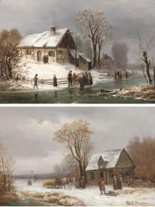 DOLL Anton 1826-1887,Villagers in snowcovered landscapes,Christie's GB 2006-10-24