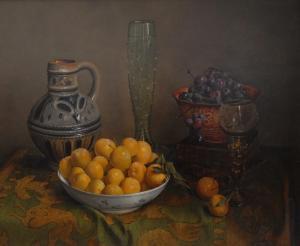 Dolphy W,Still Life, Stein, Vase, Plums and Grapes ,1991,Bamfords Auctioneers and Valuers 2018-01-17