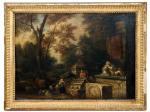 DOMENCHIN DE CHAVANNES Pierre Salomon 1673-1744,Fontaine dans un paysage a,Galerie de Chartres SARL 2008-10-21