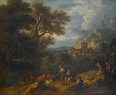 DOMENCHIN DE CHAVANNES Pierre Salomon 1673-1744,Shepherds tending their livestock in a land,Bonhams 2009-04-22