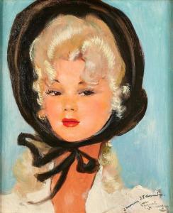 DOMERGUE Jean Gabriel 1889-1962,Blonde à la capeline noire,Osenat FR 2024-03-24
