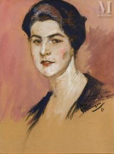 DOMERGUE Jean Gabriel 1889-1962,Portrait de Mme Vizzanova,1921,Millon & Associés FR 2024-03-26