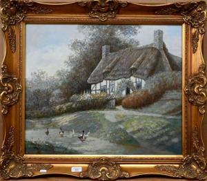 domina,Ducks before a thatched cottage,Andrew Smith and Son GB 2022-08-06