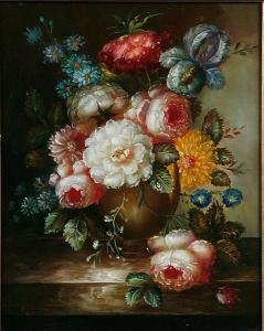 domina,Still life of flowers on a ledge, and another similar,Bonhams GB 2009-01-30