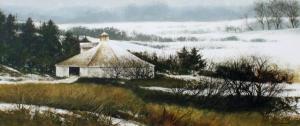 DOMINGUEZ Miguel 1941,Winter Landscape with Barn,Burchard US 2010-01-24