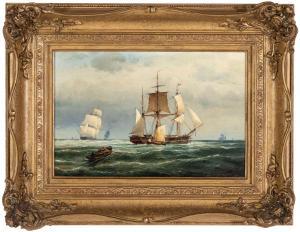 DOMMELSHUIZEN Cornelis Christaan 1842-1928,Marina con velieri e scialupp,1885,Wannenes Art Auctions 2023-11-29