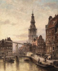 DOMMELSHUIZEN Cornelis Christaan 1842-1928,The Zuider Church, Canal,1890,AAG - Art & Antiques Group 2023-12-11