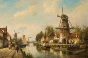 DOMMELSHUIZEN Cornelis Christaan,Windmühlen an einer holländischen Gracht,1896,Van Ham 2024-01-30