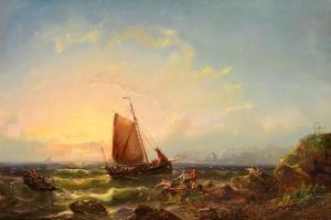 DOMMERSHUIJZEN Pieter Cornelis 1834-1908,Hauling in the Catch,1858,Morgan O'Driscoll IE 2023-07-31