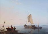 DOMMERSHUIJZEN Pieter Cornelis,Vessels along the Dutch coast at sunset,1879,Christie's 2016-05-24
