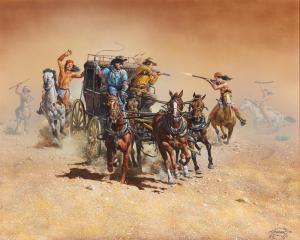 DON Crook 1934,Indian Attack on Stagecoach,Altermann Gallery US 2018-08-11