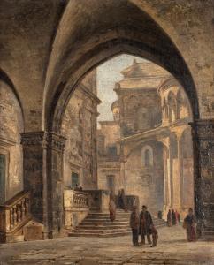 DONADONI Stefano 1844-1911,Bergamo, piazza del Duomo,1878,Finarte IT 2023-10-19