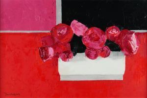 DONAGHY Paul,PINK ROSES IN WHITE POT,2005,Ross's Auctioneers and values IE 2024-01-24