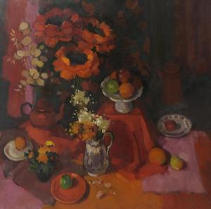 DONALD Anne 1941,STILL LIFE IN RED WITH POPPIES,1978,Great Western GB 2022-09-09