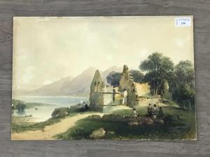 DONALDSON Andrew 1790-1846,RUINS BY A LOCH,1844,McTear's GB 2022-07-29