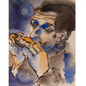 DONALDSON JEFF R. 1932-2004,Man with Red Harmonica,c.1959,Ripley Auctions US 2017-03-18