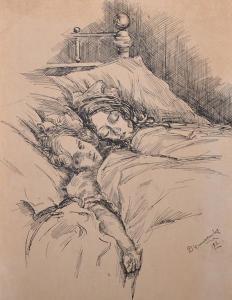 Donaldson Loos D 1800-1900,Study of Two Young Girls in Bed,1912,John Nicholson GB 2017-09-13