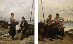 DONAT Frederick Reginald 1830-1907,Conversations on the Shore,Rowley Fine Art Auctioneers 2020-09-26