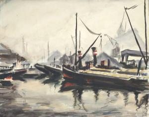 DONNDORF Siegfried 1900-1957,Im Hafen liegende Boote,1932,Auktionshaus Quentin DE 2013-04-20