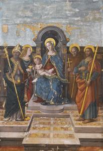 donnino 1460-1515,Madonna col Bambino in trono fra i Santi Nicola da,Christie's GB 2009-05-26