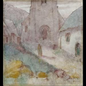 DOOM Ren 1884-1961,Villaggio con chiesa nelle Ardenne,Von Morenberg IT 2014-04-12