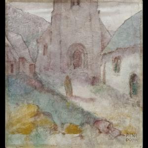 DOOM Ren 1884-1961,Villaggio con chiesa nelle Ardenne,Von Morenberg IT 2014-07-05
