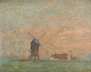 DOOMS Vic 1912-1994,Coucher de soleil sur le moulin,Horta BE 2020-01-20