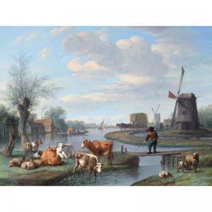 DOORNIK van Jan,an extensive river landscape with windmills and a ,1734,Sotheby's 2003-04-08