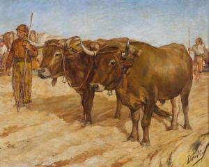 DORDIO GOMES Simao Cesar 1890-1976,Landscape with "campinos" and bulls,Veritas Leiloes PT 2021-12-13