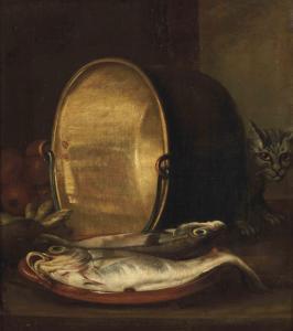 DORDRECHT SCHOOL,Fish on a stoneware plate, a copper kettle and a c,Christie's GB 2011-06-21