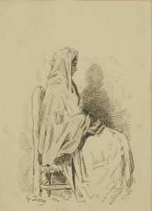 DORE Gustave 1832-1883,Jeune femme espagnole assise,Chayette et Cheval FR 2024-04-12