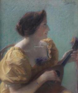 DORE Jacques 1861-1929,Femme à la mandoline (Vrouw met mandoline),1903,Campo & Campo BE 2021-12-14