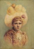 DORE Jacques 1861-1929,Meisje met verenhoed,Bernaerts BE 2014-06-17
