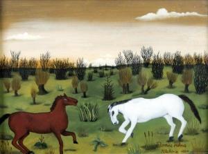 DORESIC Vilma 1936,Two horses in a wide landscape,1967,Peter Karbstein DE 2020-07-11