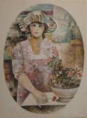 DORETTI Mario 1929,Woman with vase of flowers,Matsa IL 2017-11-15