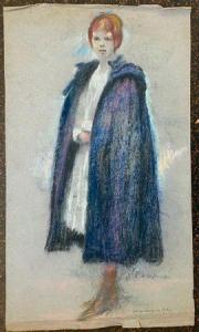 DORIGNAC Georges 1879-1925,Jeune fille rousse à la cape bleue,1912,Millon & Associés FR 2021-03-04