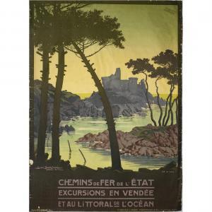 DORIVAL Geo,Chemins de Fer de l'Etat Excursions en Vendee et a,1910,Clars Auction Gallery 2023-07-14