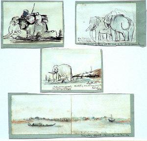 DORMER John Baptist Joseph,Three studies of elephants in Burma and a river la,Rosebery's 2006-03-14