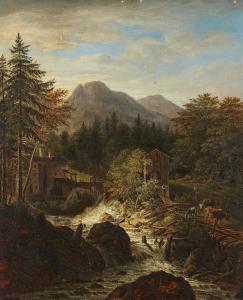 DORNER Johann Jakob II 1775-1852,Mountain Landscape with Watermill,Lempertz DE 2022-05-21