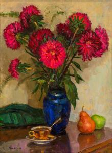 Dorofeevich ROMAS Jakov 1902-1969,Still life with asters,1968,Sovcom RU 2022-11-23