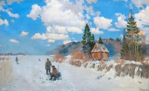 Dorofeevich ROMAS Jakov 1902-1969,Winter day,1954,Sovcom RU 2021-11-16