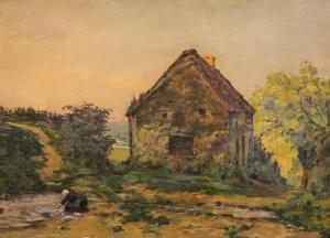 DORRÉE Émile 1883-1959,Paysage à la lavandière,Marambat-Camper FR 2022-05-11