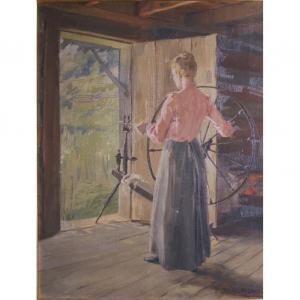 DOSTER COOKE Lenore 1871-1919,East Tennessee Mountain Woman Spinning,1903,William Doyle 2010-04-13
