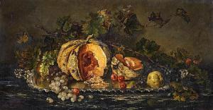 DOUARD Cecile 1866-1941,Still Life with Melon and Grapes on a Silver Tray,Van Ham DE 2015-11-13