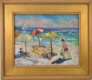 DOUGHTEN Alice Browning 1880-1969,beach scene,Hood Bill & Sons US 2020-09-08