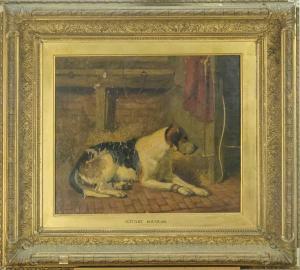 DOUGLAS Edward Algernon S 1850-1920,Foxhound in a stable,1871,David Lay GB 2024-01-11